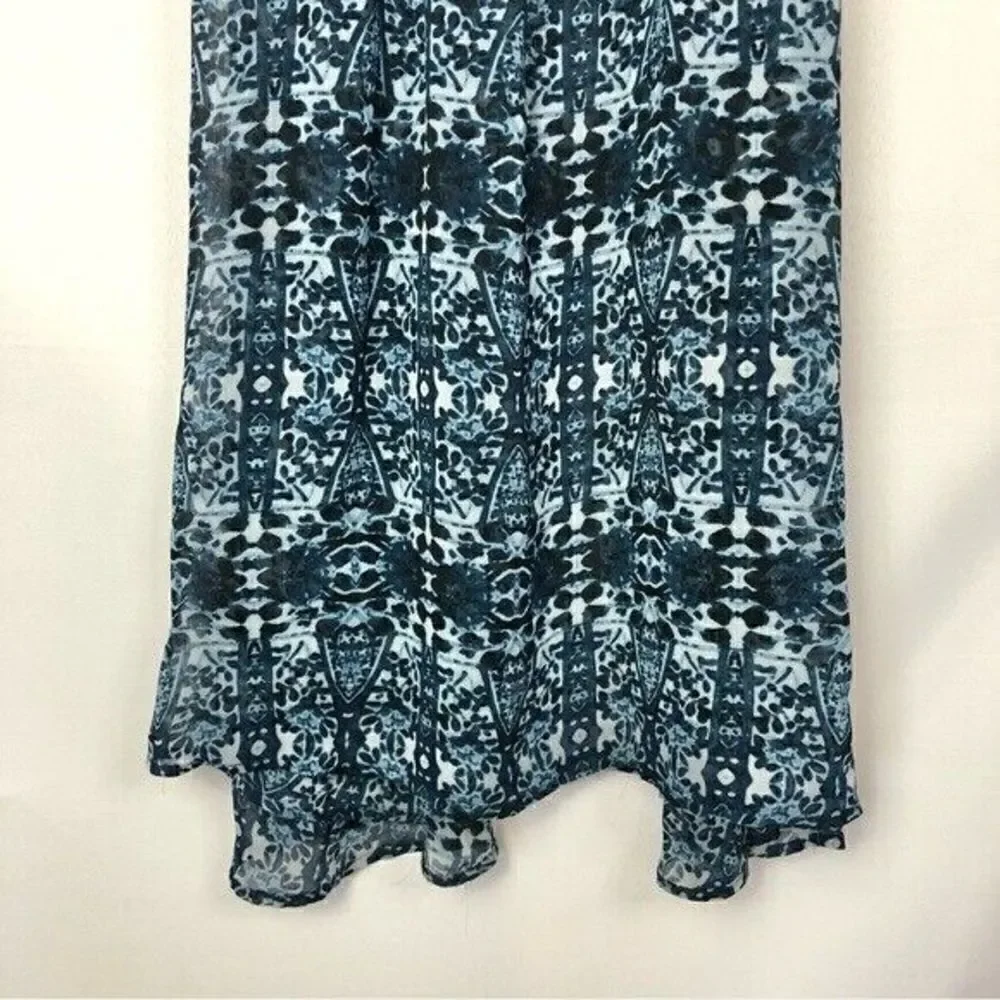 Abercrombie & Fitch Blue Printed Fit & Flare Maxi Dress XS